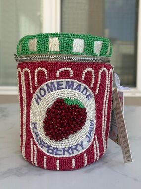Beaded 'Homemade Raspberry Jam' Bag Purse- Viral